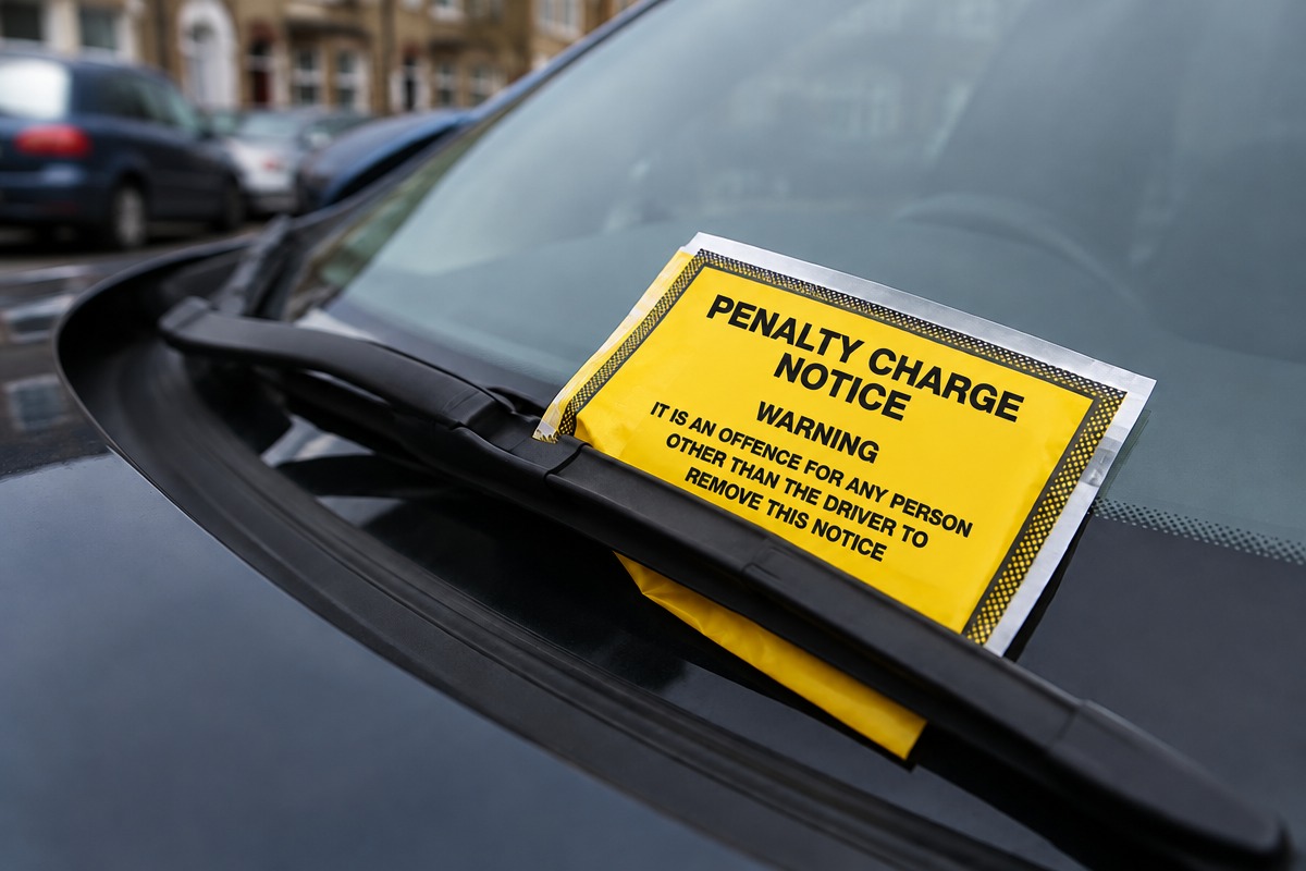 Parking charge notice under a windscreen wiper